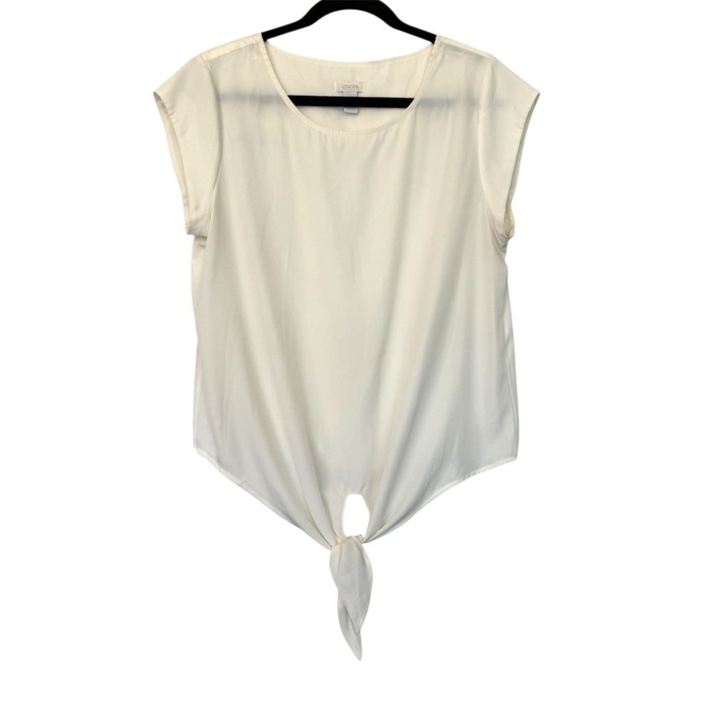 Chico’s Self-Tie Cap Sleeve Blouse White